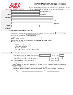 Adp Direct Deposit Form Printable Forms Free Online