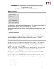 BSBHRM506 Manage Recruitment Selection And Induction Processes Docx