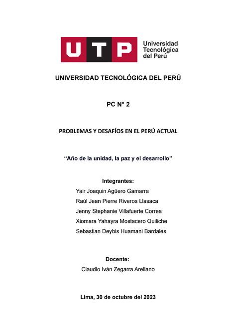 PC2 Ensayo Final apuntes UNIVERSIDAD TECNOLÓGICA DEL PERÚ PC N 2