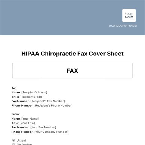 Free HIPAA Chiropractic Fax Cover Sheet Template Edit Online