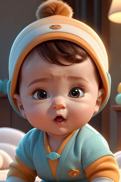 Premium AI Image 3d Rendering Of A Cute Baby Boy In A Cap And Jacketjpg