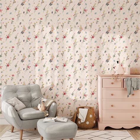 Nursery Wallpaper Floral Wallpaper Botanical Wallpaper - Etsy