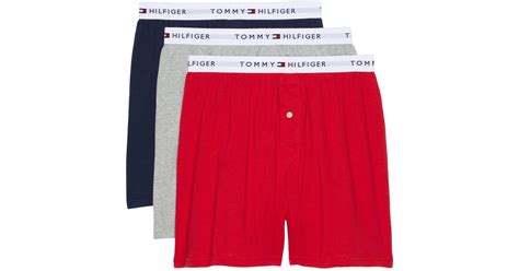 Tommy Hilfiger Cotton Classics Knit Boxer 3 Pack In Mahogany Red For