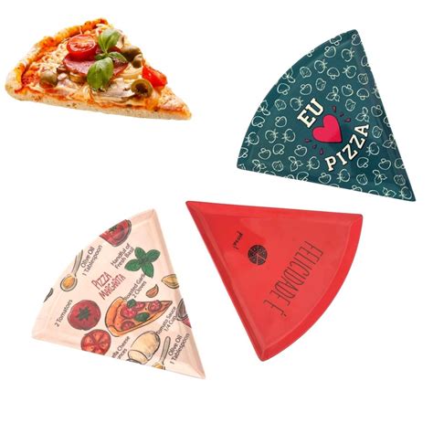 Prato raso para pizza triangular Melamina Decorado Rígido Shopee Brasil