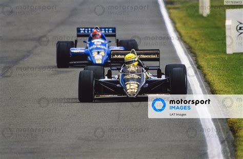 Ayrton Senna Lotus 97T Renault Leads Piercarlo Ghinzani Osella FA1G