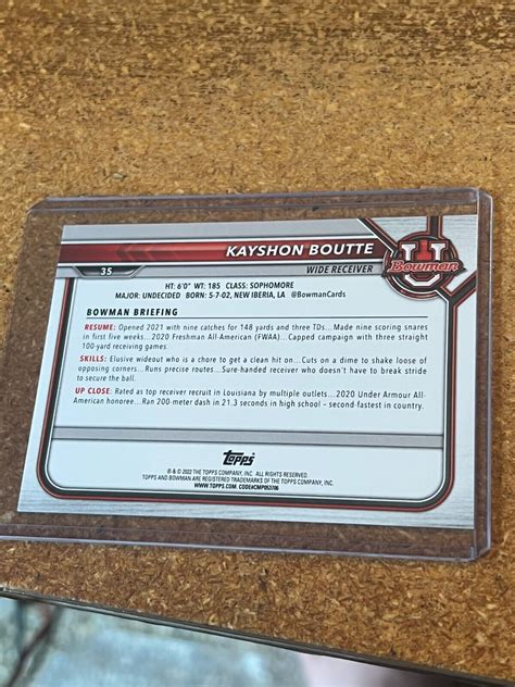 2022 Bowman University Football 1st Bowman Card Base 35 Kayshon