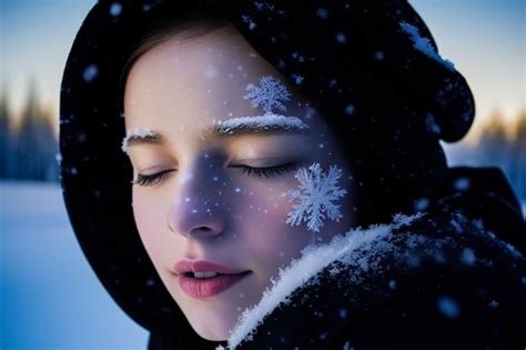 Premium Photo Winter Portrait Of A Woman Covered In Snow Blizzard