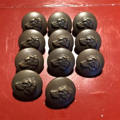 11 ANCIENS BOUTONS De CHASSE VENERIE CHIEN FORT RELIEFS 25mm Cuivre