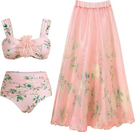 Idopip Women S Two Pieces Floral Swimsuit With Cover Up Bikini Set