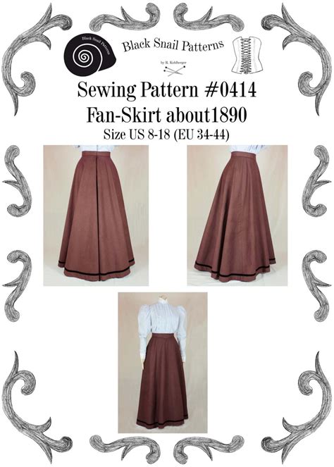 Edwardian Skirt Fan Skirt Worn About 1890 Sewing Pattern