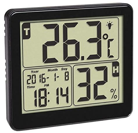 Hygrometertermometer Med Klocka Och Kalender Tfa Och