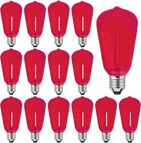 Red St38 Replacement Led Bulb Red 1w Shatterproof C7 E12 Candelabra Base St38 Filament Bulb Red