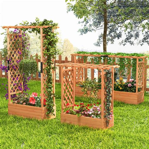 Raised Garden Bed with Arch Trellis - Costway