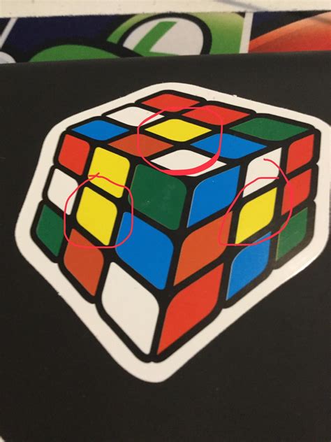 This Rubiks Cube Sticker With Three Yellow Centers On It Rcrappydesign