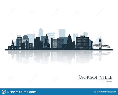 Jacksonville Skyline Silhouette with Reflection. Stock Vector ...