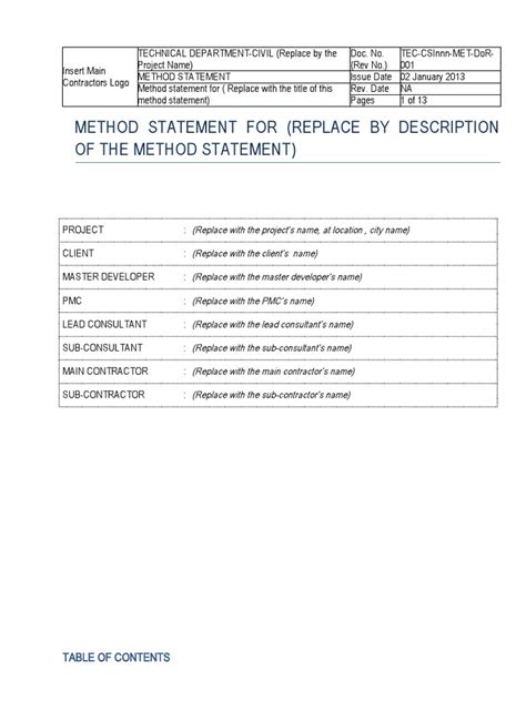 Construction Of Foundations A Method Statement For Pouring Concrete Pile Caps Tie Beams And