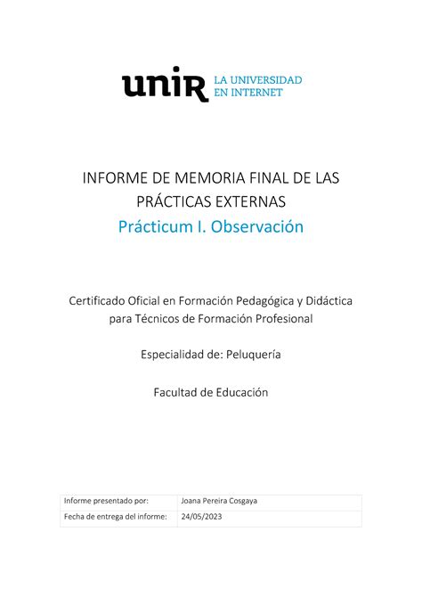 Borrador Practicum Terminado Informe De Memoria Final De Las