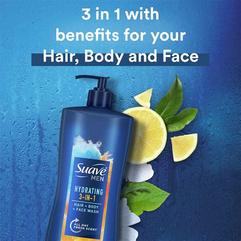 Suave Men Hydrating 3 In 1 Hair Face Body Wash Shop Body Wash At H E B