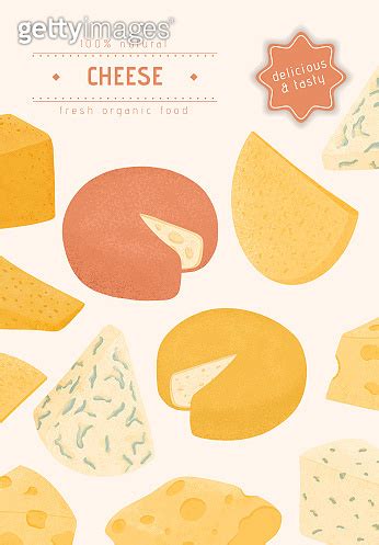 Swiss Or French Cheese Vector Flat Poster Concept Gouda Parmesan