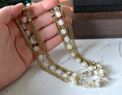 Vintage Layering Chain Necklace Signed Kramer Multi Strand Chain