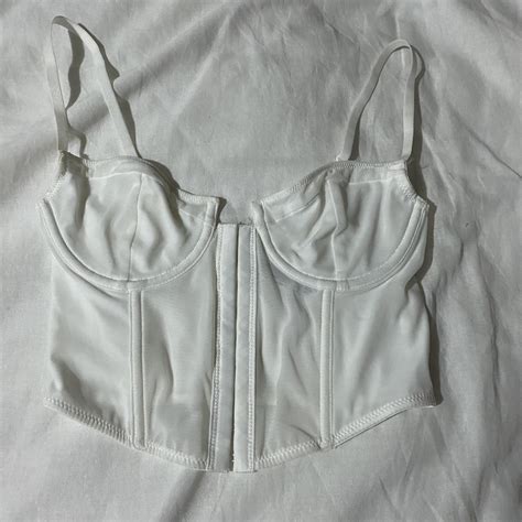 White Glassons Corset Top Size Hardly Worn Depop