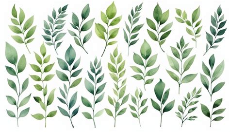 A Collection Of Green Leaves And Branches With Leaves Premium Ai