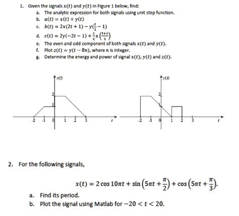 Solved Given The Signals X T And Y T In Figure Below Find A The