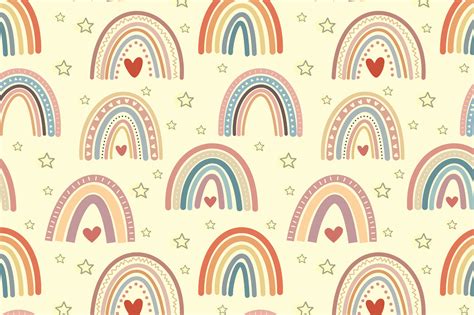 Boho Rainbow Clipart Sun Seamless Pattern Boho Fabric Pattern File Boho