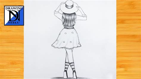 How To Draw Girl Backside Pencil Sketch For Beginner Simple