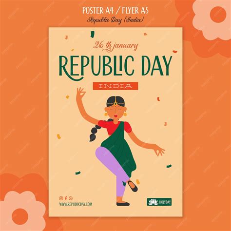 Free Psd Hand Drawn Republic Day Poster Template