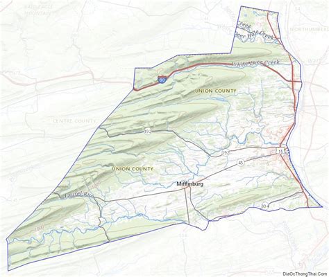 Map of Union County, Pennsylvania - Thong Thai Real