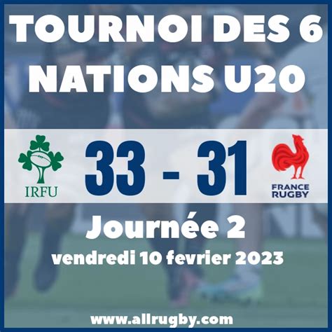 Résultat Irlande U20 33 31 France U20 10 02 2023 Tournoi des 6