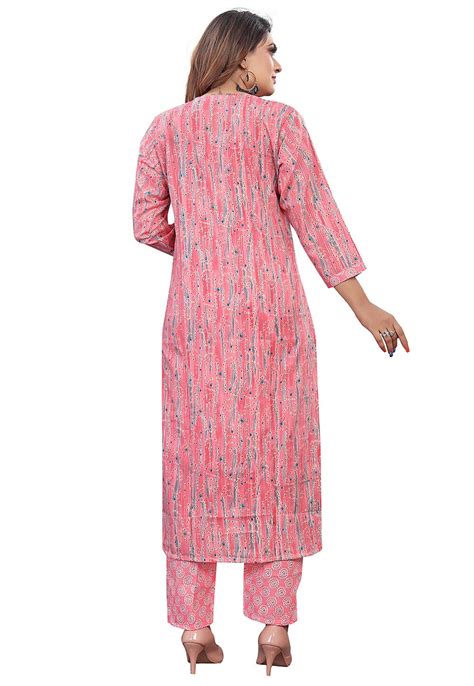 Buy Digital Printed Cotton Pakistani Suit In Light Pink Online