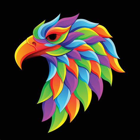 eagle head mascot. character illustrations with colorful drawing or ...