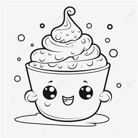 Cute Ice Cream Coloring Pages With A Cute Face Outline Sketch Drawing Vector Wing Drawing Face