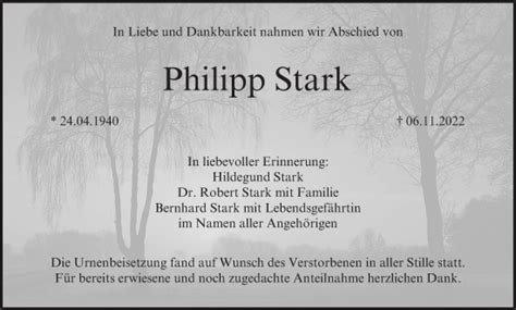 Philipp Stark Traueranzeige Trauer Infranken De