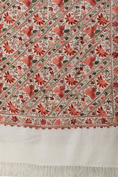 Stole From Amritsar With Aari Embroidered Flowers All Over Exotic