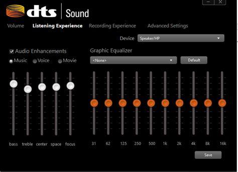 Dts Audio Control Panel Equalizer Settings Hp Support Community 5550260
