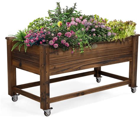 Amazon Sunnydaze Steel Framed Acacia Wood Raised Garden Bed With