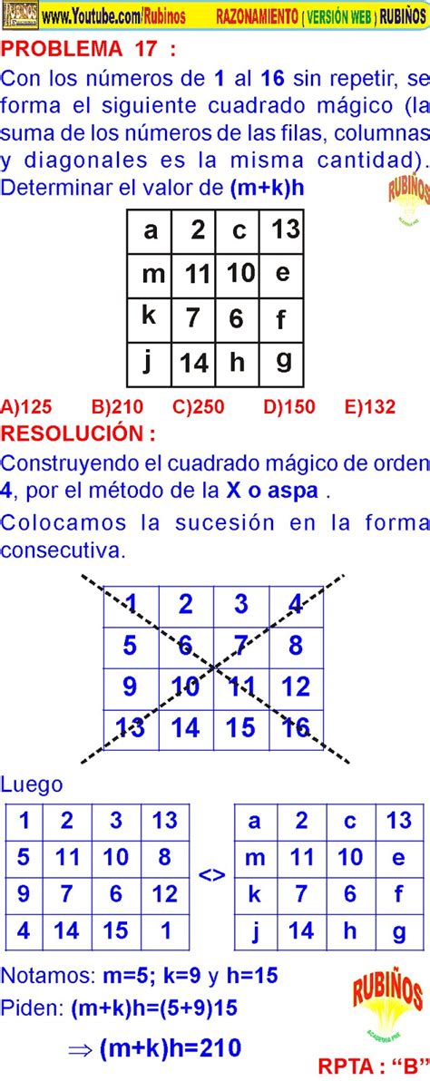 Cuadrados MÁgicos Ejercicios Resueltos De Habilidad LÓgico MatemÁtica Pdf