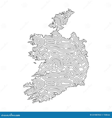 Abstract Topographic Style Ireland Map Design Stock Vector