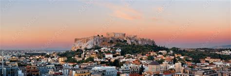 Athens skyline rooftop panorama sunset Stock Photo | Adobe Stock