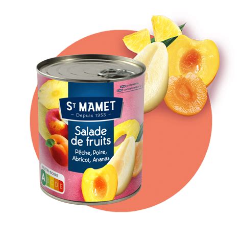 St Mamet Salade de fruits poire pêche abricot ananas