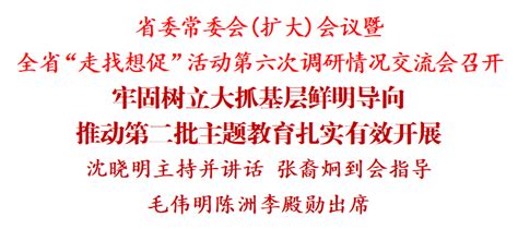 沈晓明：牢固树立大抓基层鲜明导向 推动第二批主题教育扎实有效开展工作会议发展