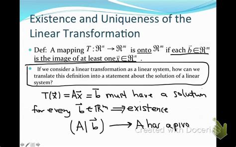 One To One And Onto Linear Transformations Youtube