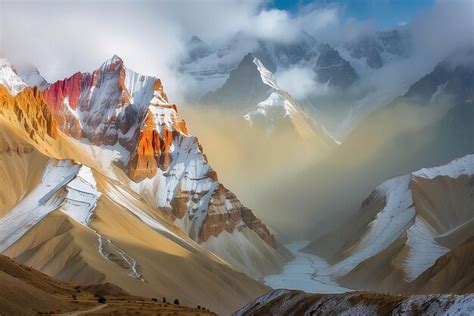 Premium Photo Panoramic View Of The Snowy Mountains In Upper Mustang