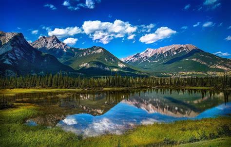 Nature Photography Landscape Mountains Lake Reflection Grass