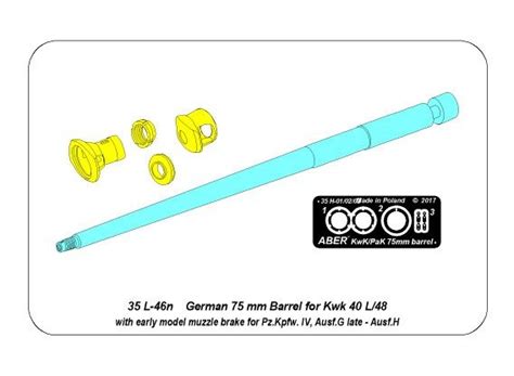 German 75 Mm Barrel For Kwk 40 L 48 With Early Model Muzzle Brake For