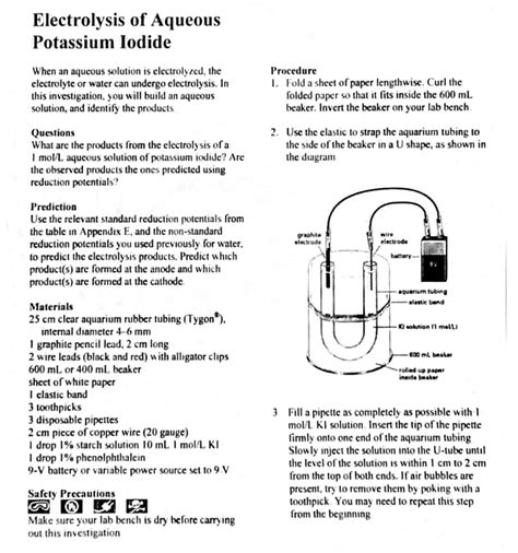 Solved Electrolysis Of Aqueous Potassium Iodide When An