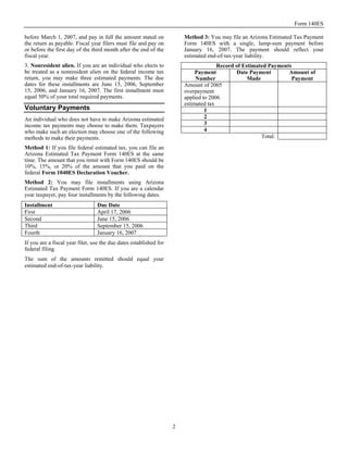 Azdor Gov Forms ADOR Forms 140ES 20instructions PDF